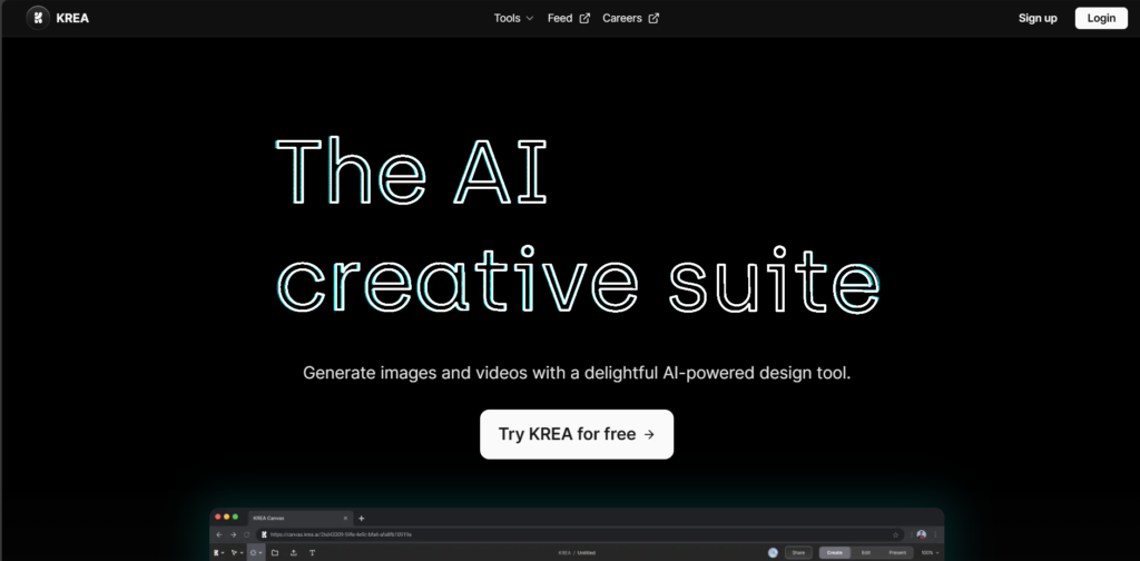 Home page di KREA IA Home page di KREA IA