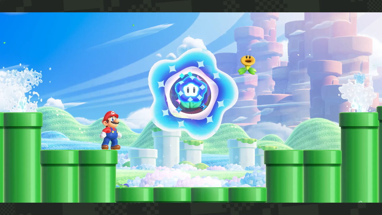 Super Mario mentre sta per prendere un power up