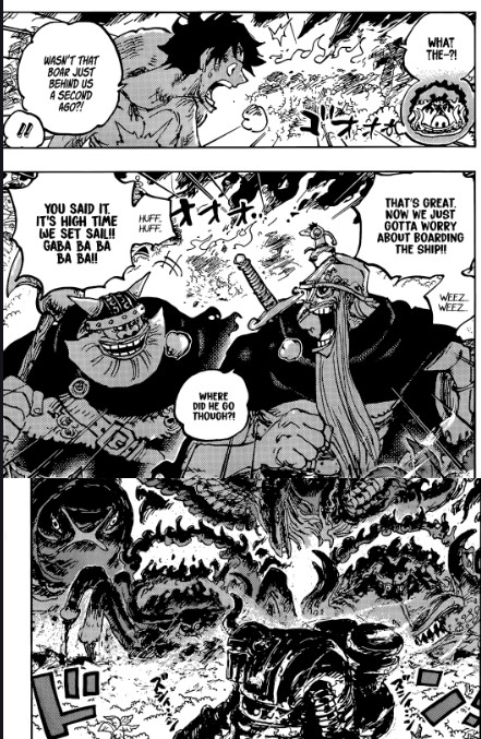 Luffy, Dori e Brogy si allontanano