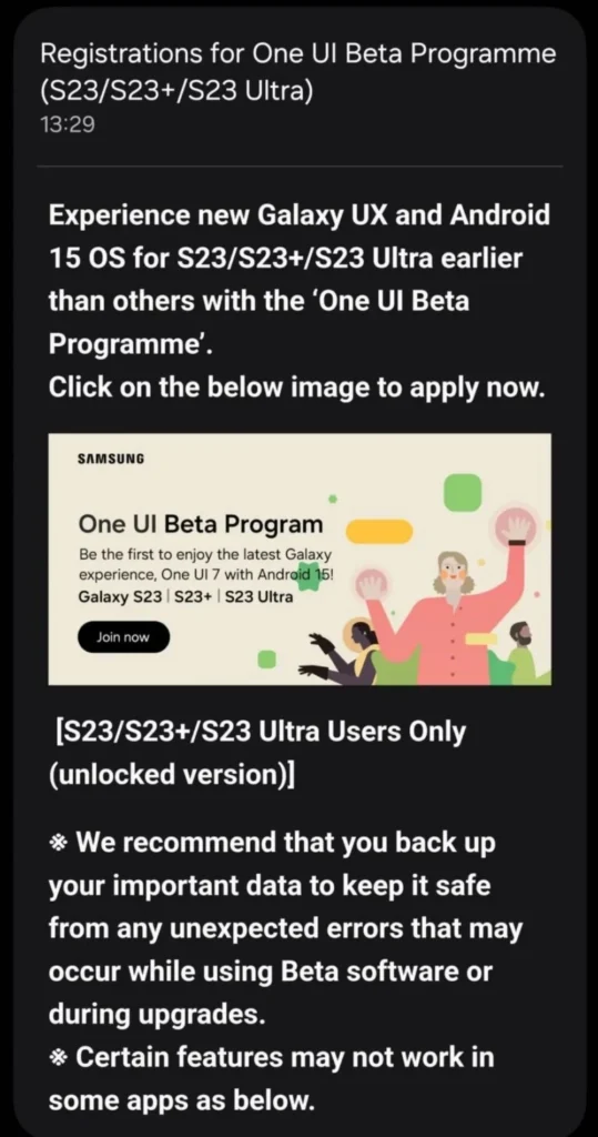 Beta One UI 7.0 in arrivo su S23 - Dettaglio