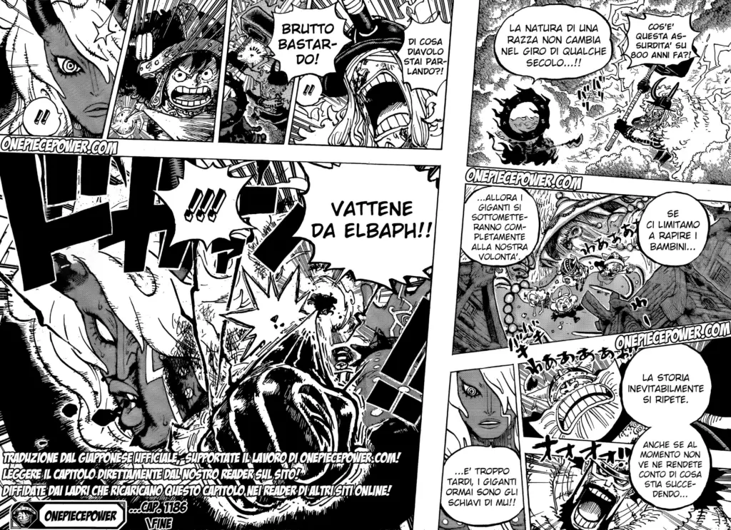 Luffy colpisce Imu con un pugno